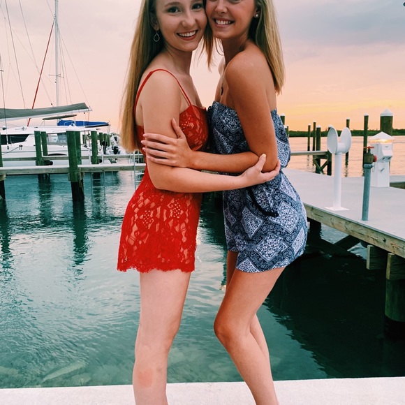 Blue strapless romper - Picture 2 of 3